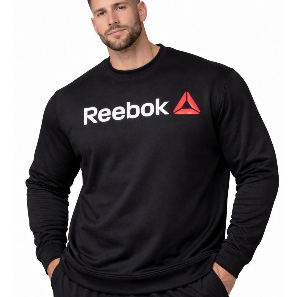 Reebok Men's 3XL Warm Fleece Lined Black Pullover Logo Sweatshirt Polyester NICE
